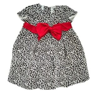 Neiman Marcus HELENA Elegant Black and White Kids Dress with Red Bow - 6